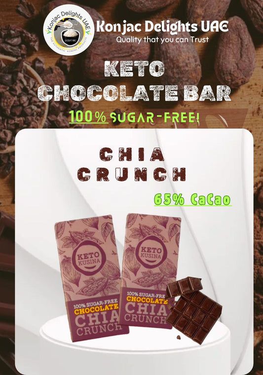 100% Sugar-free Chia Crunch  Keto Chocolate Bars
