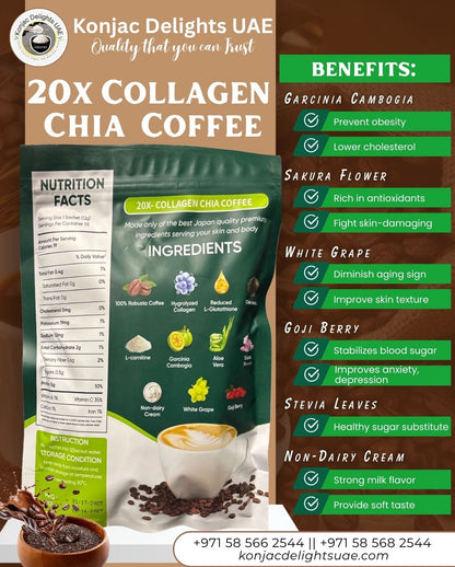 FITGUM 20X Collagen & Glutathione Chia Coffee