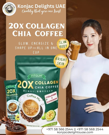FITGUM 20X Collagen & Glutathione Chia Coffee